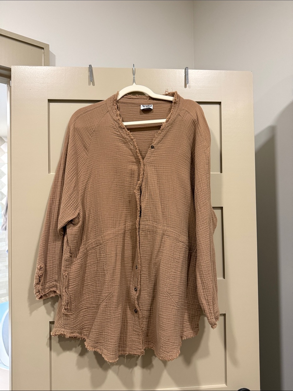 Aventura Taupe Button-Front Woven Top